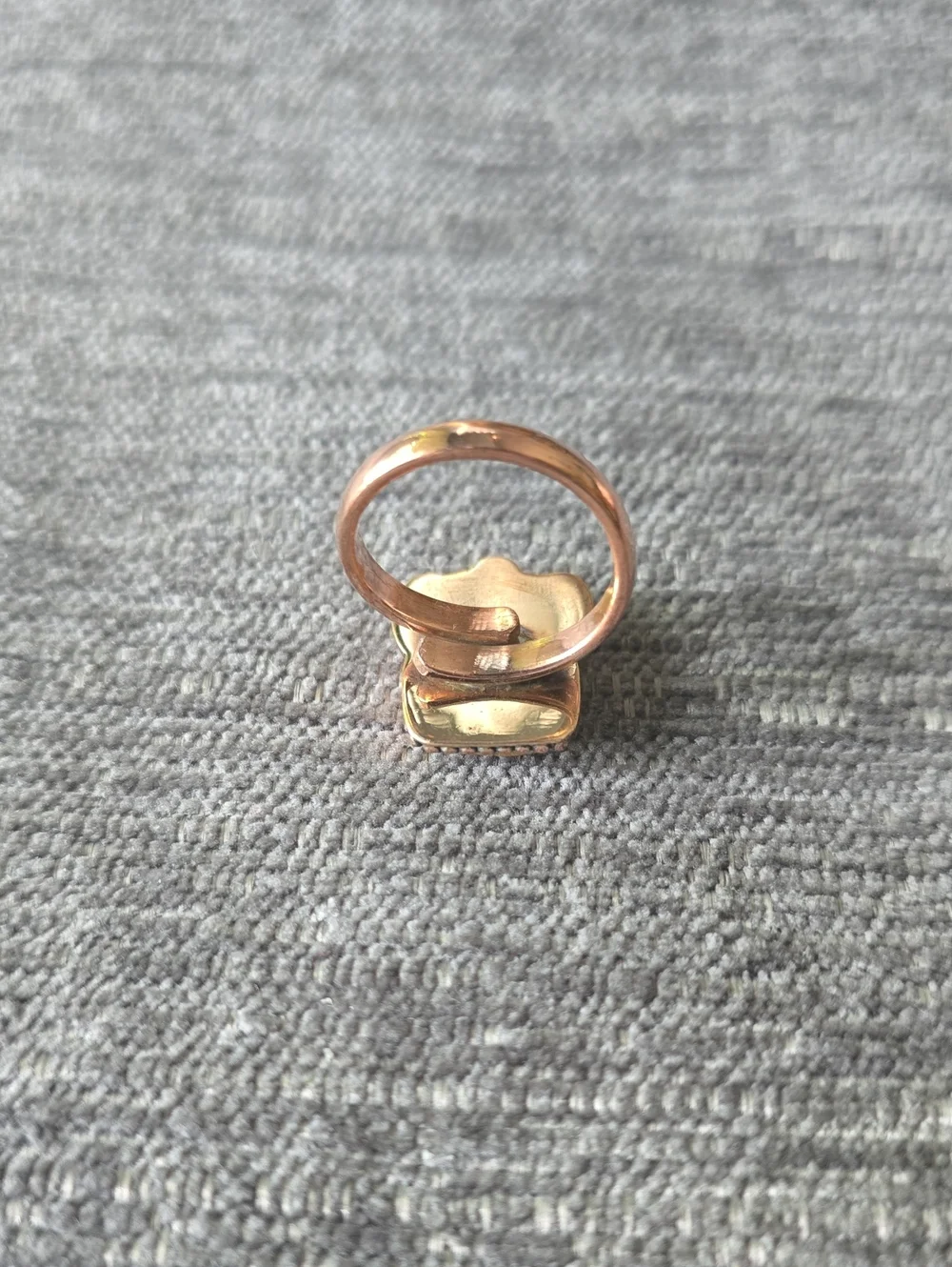 Copper Ring with Brown and Turquoise Matrix Stone~Adjustable